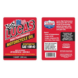10793 Huile moto SAE 10W 40 Synthèse Lucas Oil 1 L